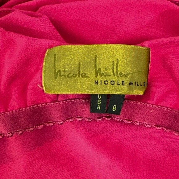 Nicole Miller Pink Stretch Jersey Ruched Bodycon Open Cutout Back Dress 8 - Picture 5 of 5